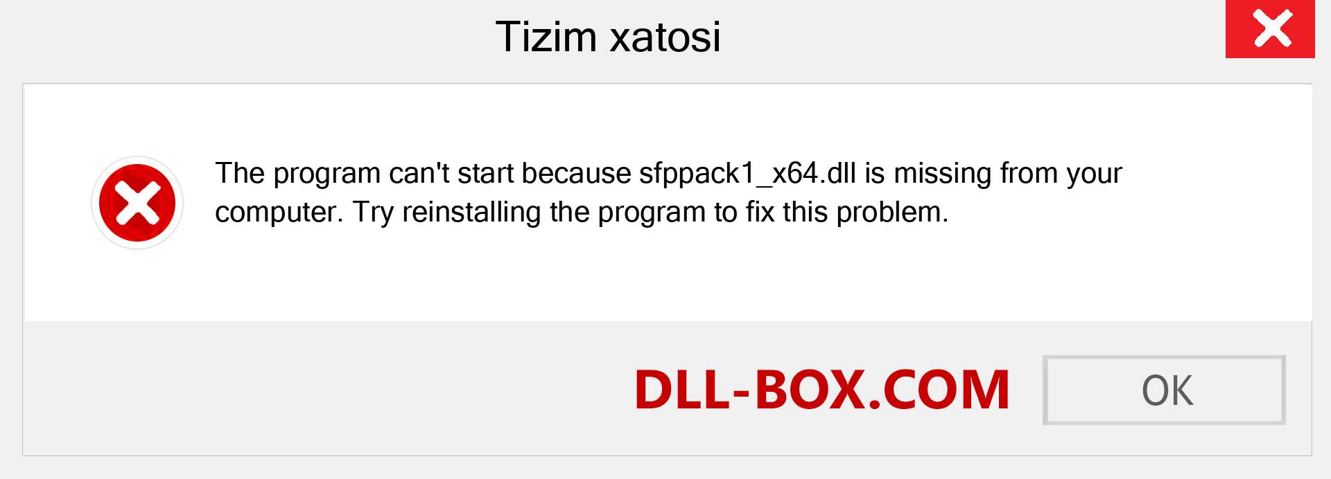 sfppack1_x64.dll fayli yo'qolganmi?. Windows 7, 8, 10 uchun yuklab olish - Windowsda sfppack1_x64 dll etishmayotgan xatoni tuzating, rasmlar, rasmlar